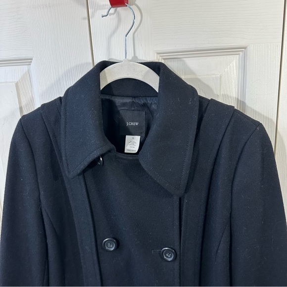 J. Crew Black Wool Blend Double Breasted Peacoat Womens Size 10 - Picture 6 of 10
